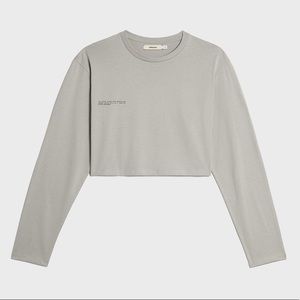 Pangaia Seaweed Fiber Long Sleeve Crop Tee Stone